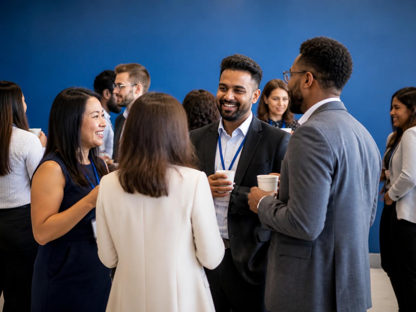 Miembros compartiendo en un evento